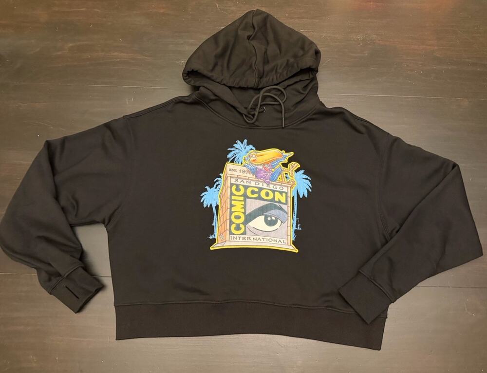 NWT! [M] San Diego Comic Con SDCC Crop Black Hoodie Sweatshirt Official Merch